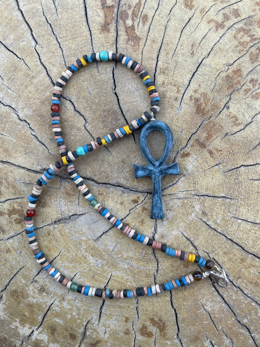 Natural Stone Key of Life Necklace