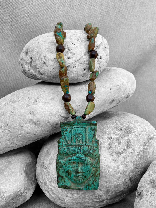 Hathor, Turquoise and Wood Necklace